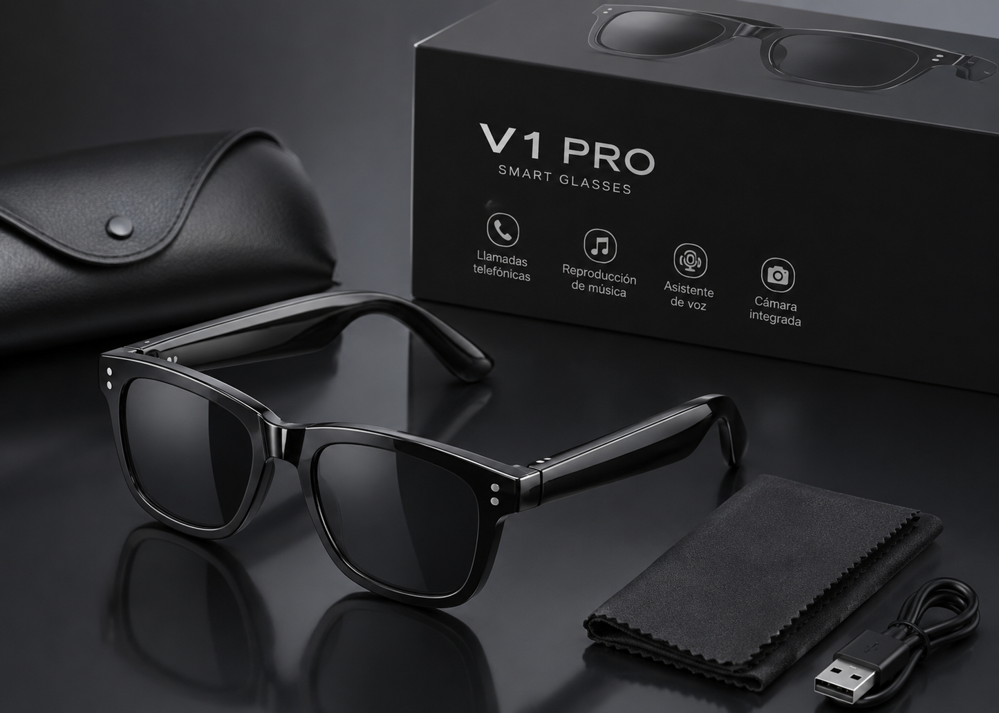 Gafas de Sol con Bluetooth V1 Pro | Audífonos Inalámbricos, Llamadas Manos Libres y Asistente de Voz para iOS y Android